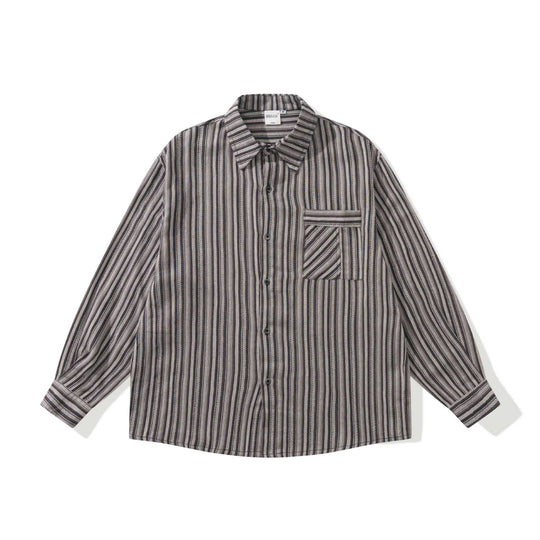 Herren Lockeres Overshirt-Hemd mit gestreifter Webstruktur, Brusttasche und legerem Schnitt Shop Nory