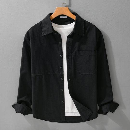 Herren Leichtes Hemdjacken-Overshirt aus gewaschenem Baumwoll-Twill mit Brusttasche Shop Nory