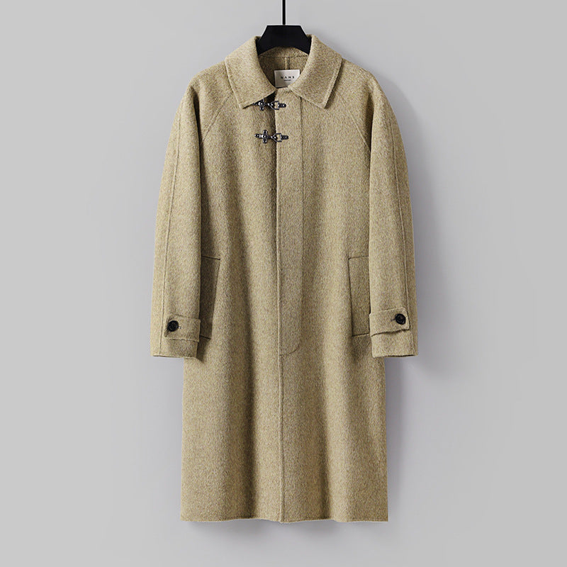 Herren Gerader Wollmix-Longcoat mit verdeckter Front und dekorativen Knebelverschlüssen Shop Nory