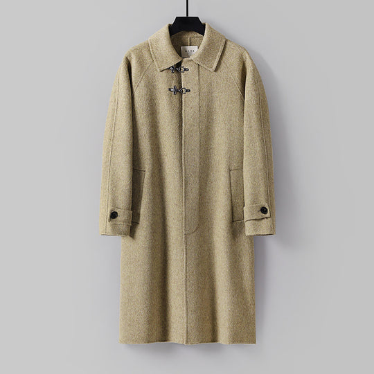 Herren Gerader Wollmix-Longcoat mit verdeckter Front und dekorativen Knebelverschlüssen Shop Nory