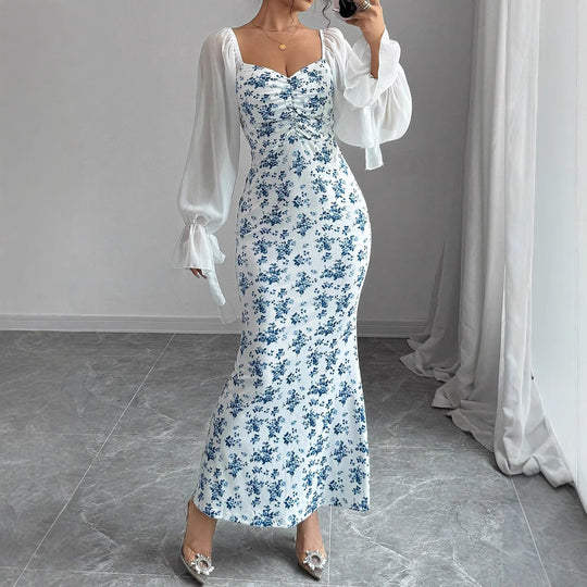Damen Figurbetontes Maxikleid mit herzförmigem Ausschnitt und geraffter Brust Shop Nory