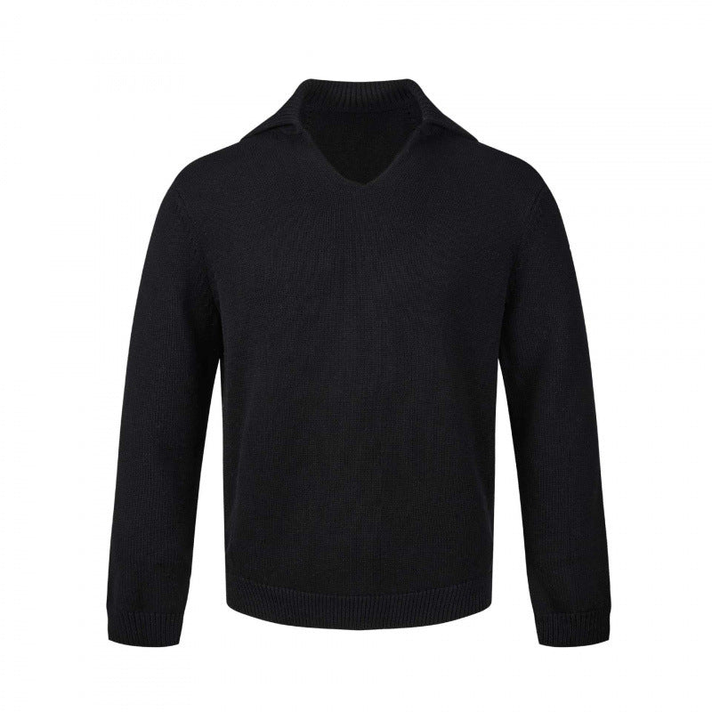 Herren Feinstrickpullover mit V-Ausschnitt und umgelegtem Hemdkragen Shop Nory
