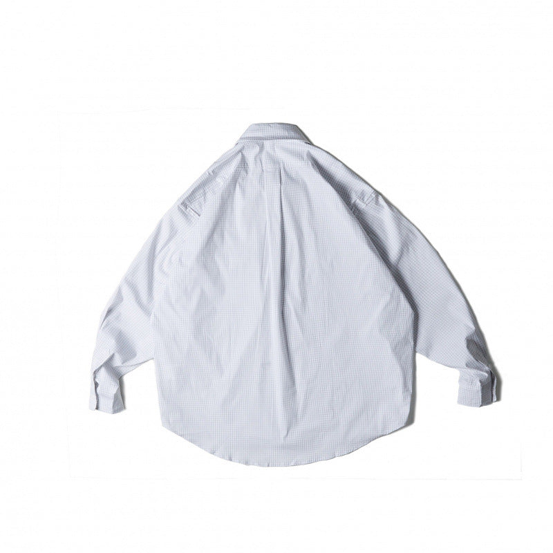 Unisex Oversize-kariertes Hemd mit rundem Saum und aufgesetzten Brusttaschen Shop Nory