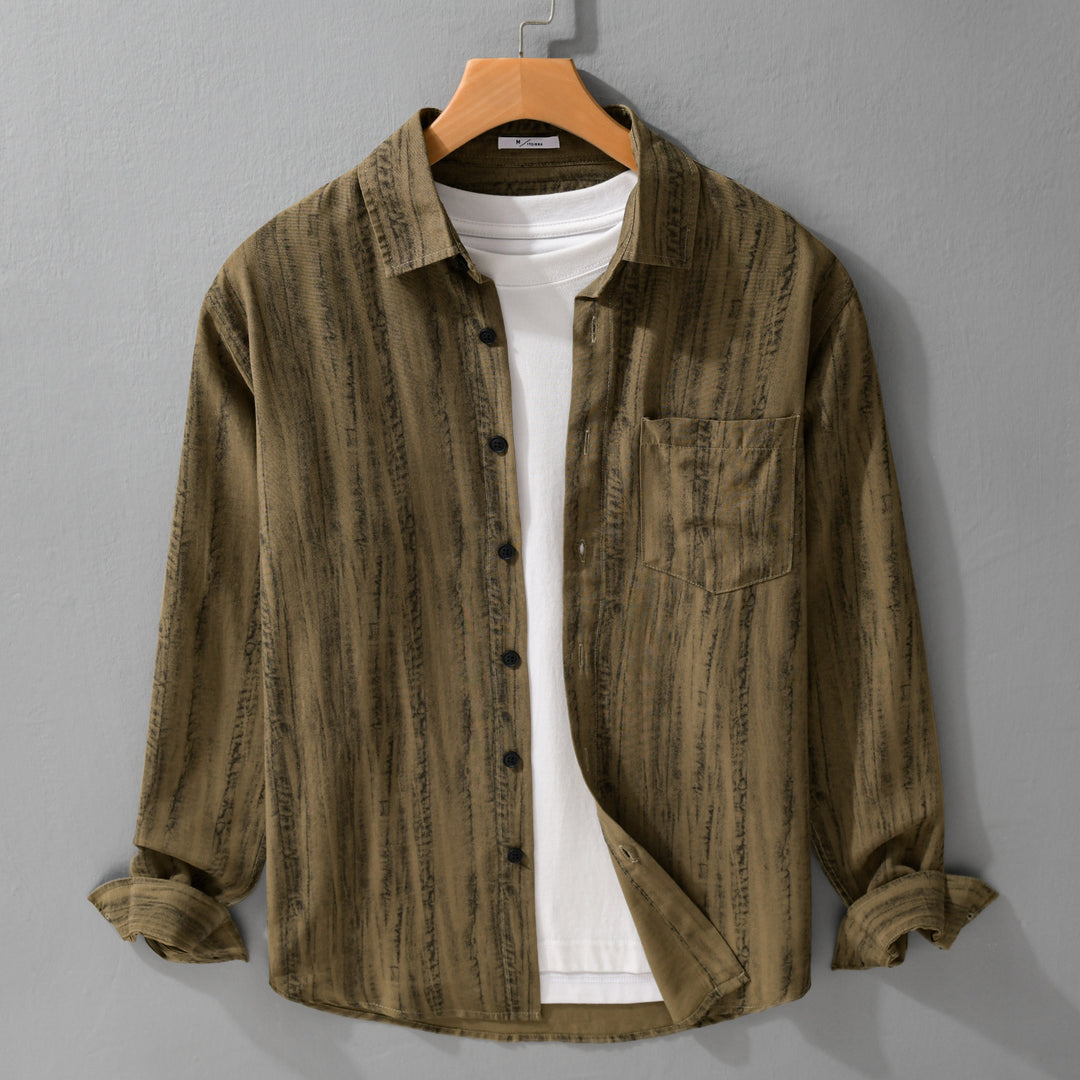 Herren Leichtes Layering-Hemd aus Baumwollmix mit Brusttasche und dezentem Streifenrelief Shop Nory