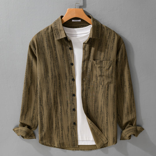Herren Leichtes Layering-Hemd aus Baumwollmix mit Brusttasche und dezentem Streifenrelief Shop Nory