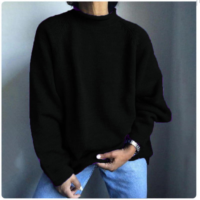 Damen nan kastiger Feinstrickpullover mit kurzem Stehkragen und Raglanärmeln Shop Nory