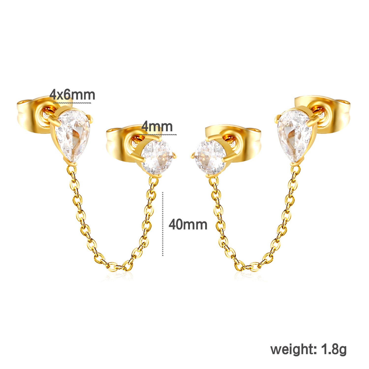 Damen Ohrstecker im Herz-Design mit goldenen Akzenten und Kettenverbindung Shop Nory