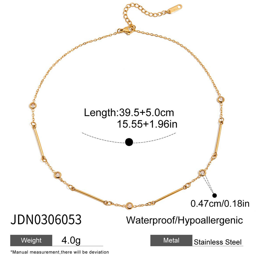 Damen Edelstahl Halskette mit funkelnden Zirkonia-Anhängern und wasserfestem Design Shop Nory