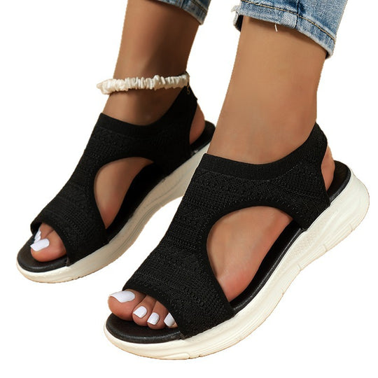 Damen Elastische Strick-Slingback-Sandale mit offener Zehenpartie und dämpfender Komfortsohle Shop Nory