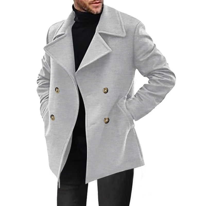Herren klassischer Peacoat mit modischem Revers und eleganten Knopfdetails