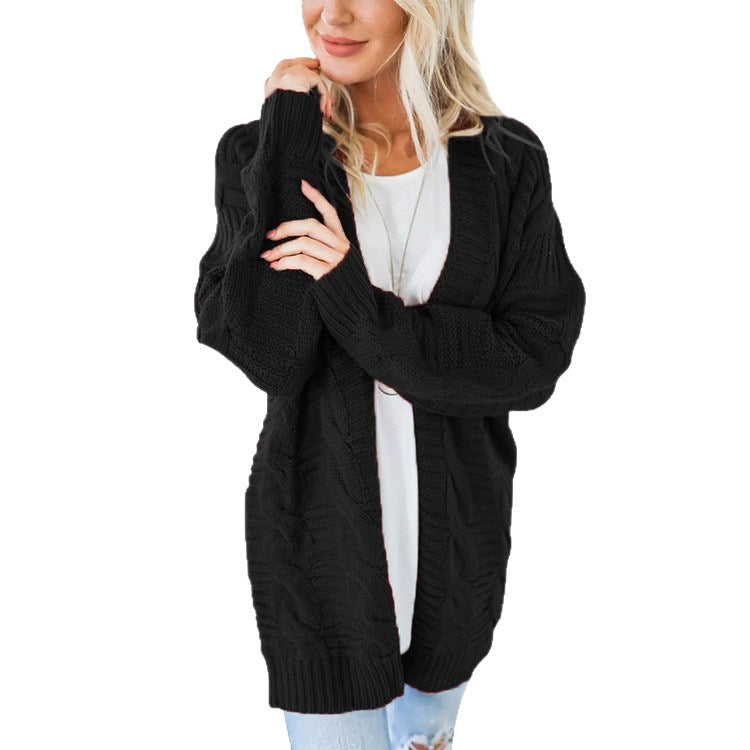 Damen nan langer oversize Strickcardigan mit Zopfmuster und V-Ausschnitt Shop Nory