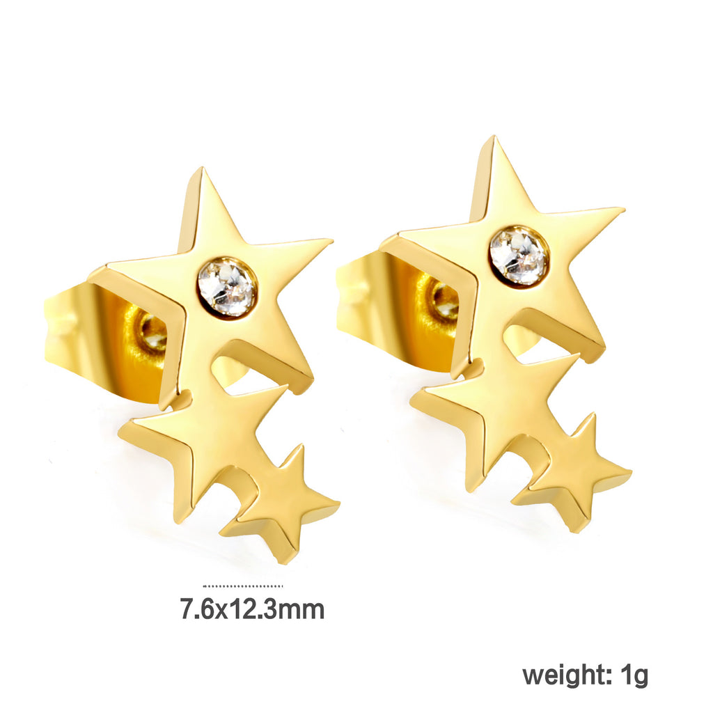 Damen Edelstahl Ohrstecker mit funkelnden Sternen und zarten Kristallakzenten Shop Nory