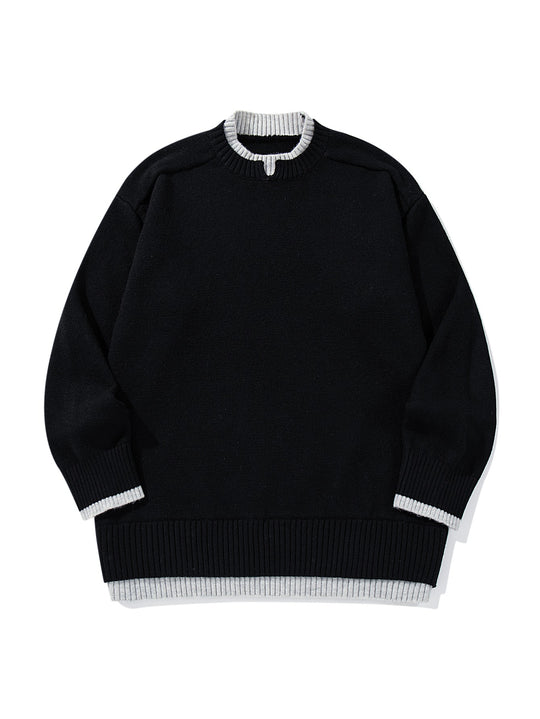 Damen Oversize‑Strickpullover mit kontrastiertem Rippkragen und verlängertem Bund Shop Nory