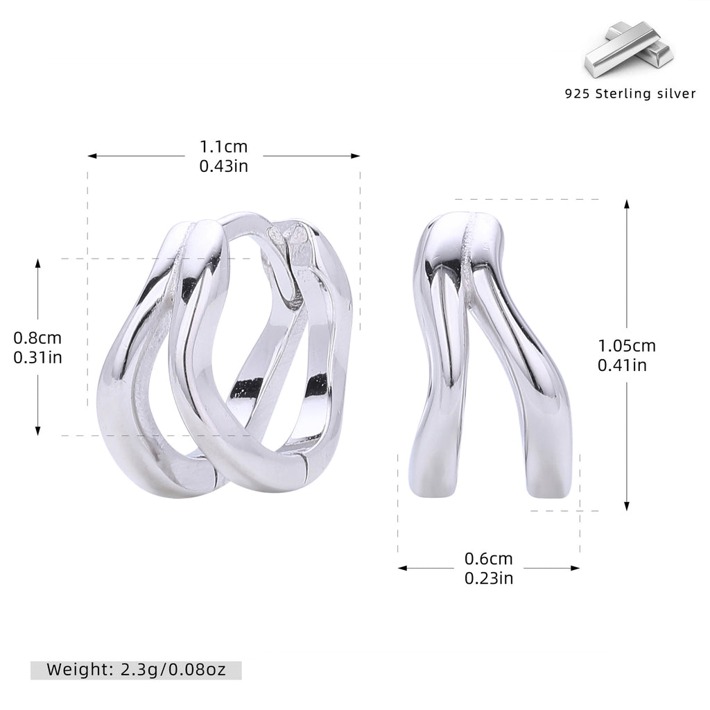 Damen Ohrringe mit modernem, geschwungenem Design aus 925 Sterling Silber Shop Nory