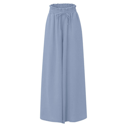 Damen Weite High-Waist-Hose mit elastischem Bund und praktischen Taschen