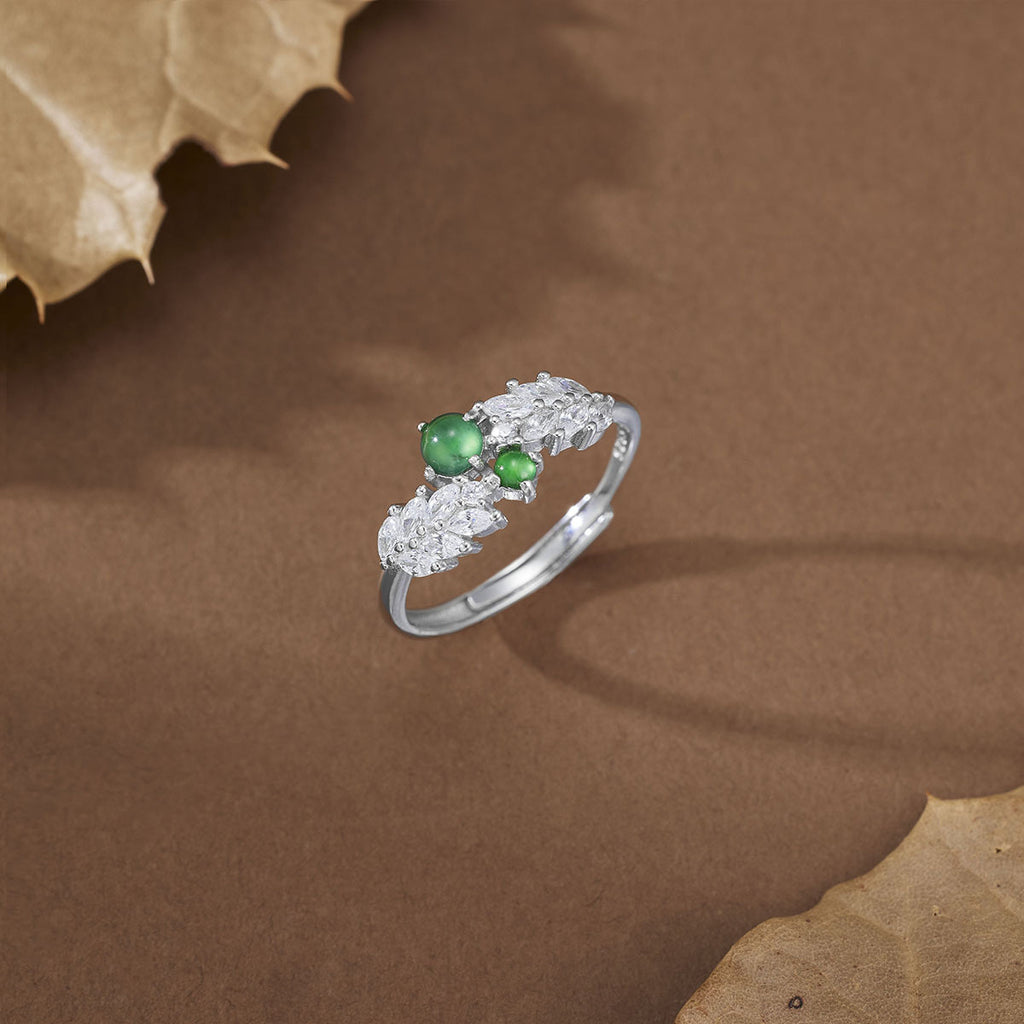 Damen Ring mit grünem Jade und funkelnden Zirkonia Shop Nory