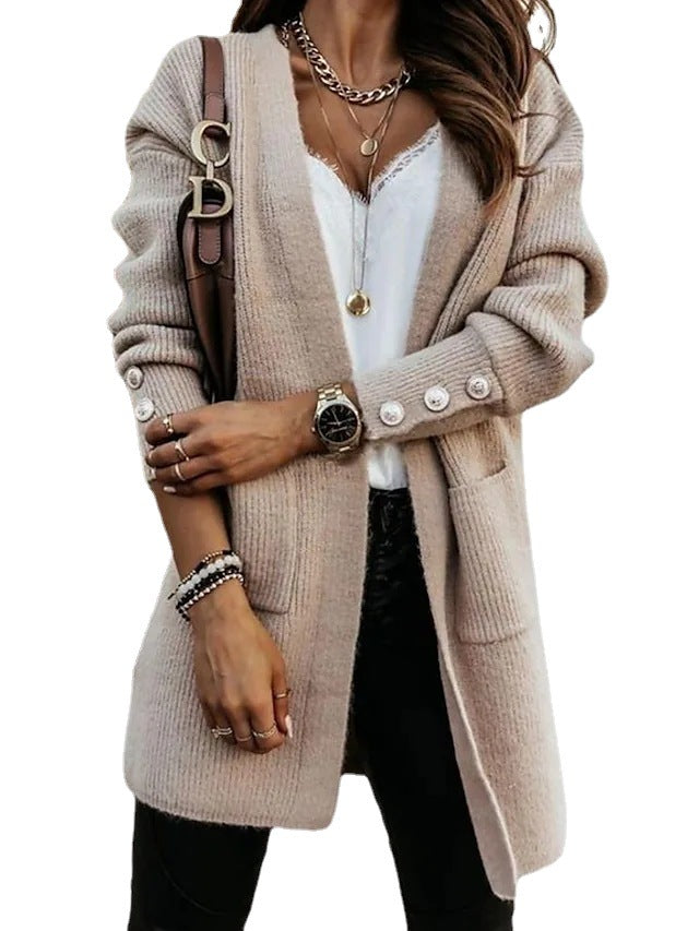 Damen Elegante Strickjacke mit Knopfdetails und praktischen Taschen