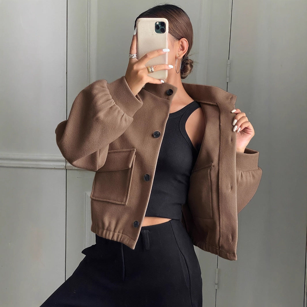 Damen Modische Kurzjacke mit Stehkragen