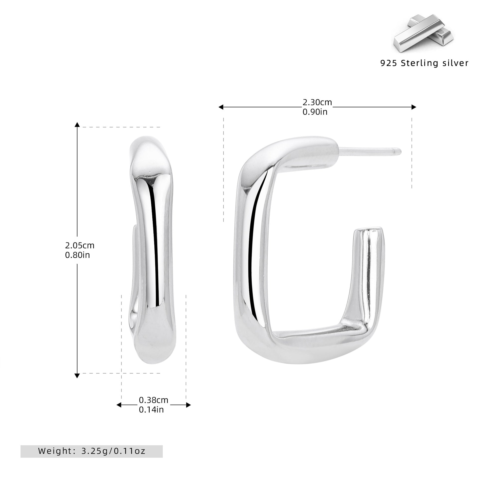 Damen Ohrhänger aus 925 Sterling Silber mit modernem minimalistischen Design Shop Nory