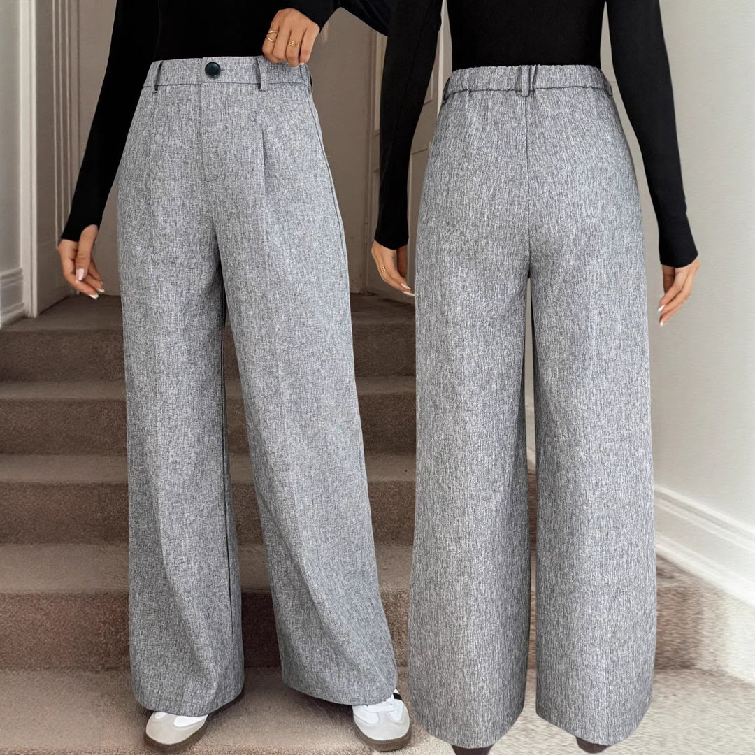 Damen Elegante Palazzo-Hose mit hohem Bund und feiner Leinenstruktur Shop Nory