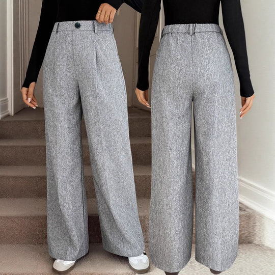 Damen Elegante Palazzo-Hose mit hohem Bund und feiner Leinenstruktur Shop Nory