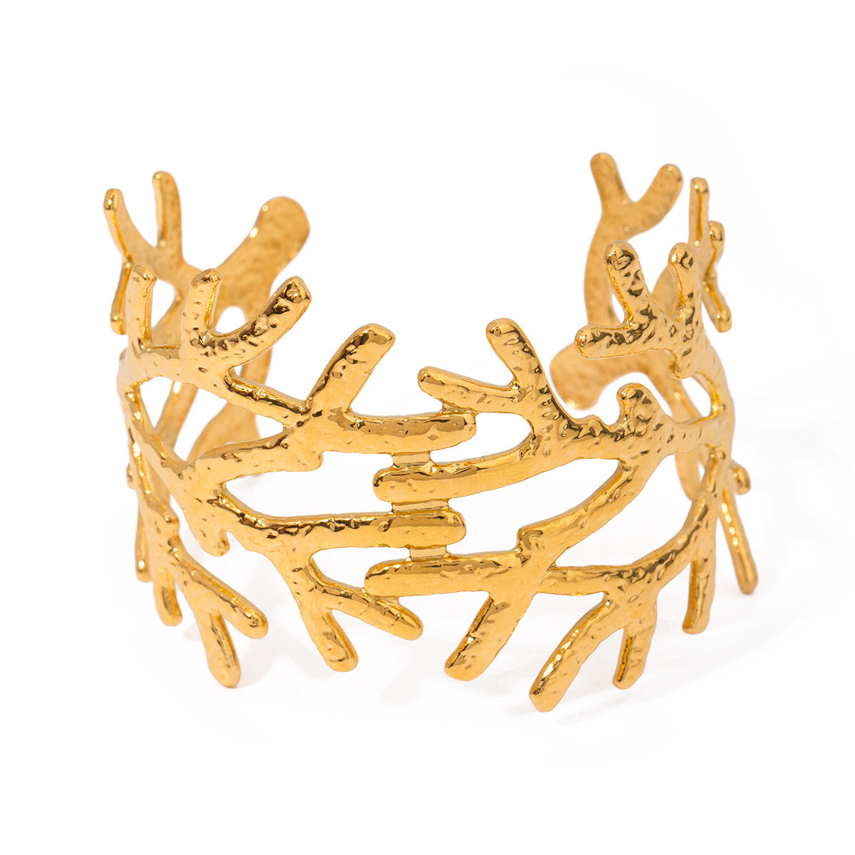 Damen Offenes Armband im modernen Korallendesign aus hypoallergenem Edelstahl Shop Nory