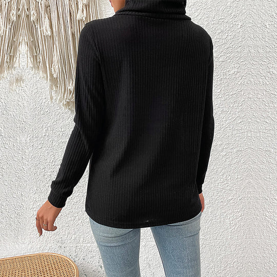 Damen Elegantes Strickoberteil mit Schalkragen und Knopfdetails Shop Nory