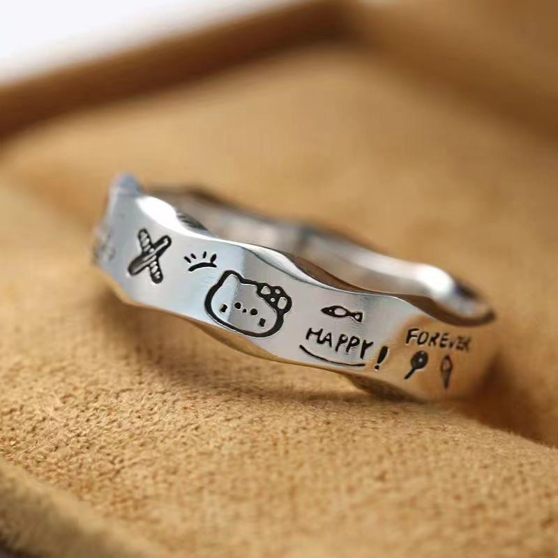 Damenring mit kunstvollem, graviertem Tiermotiv Shop Nory