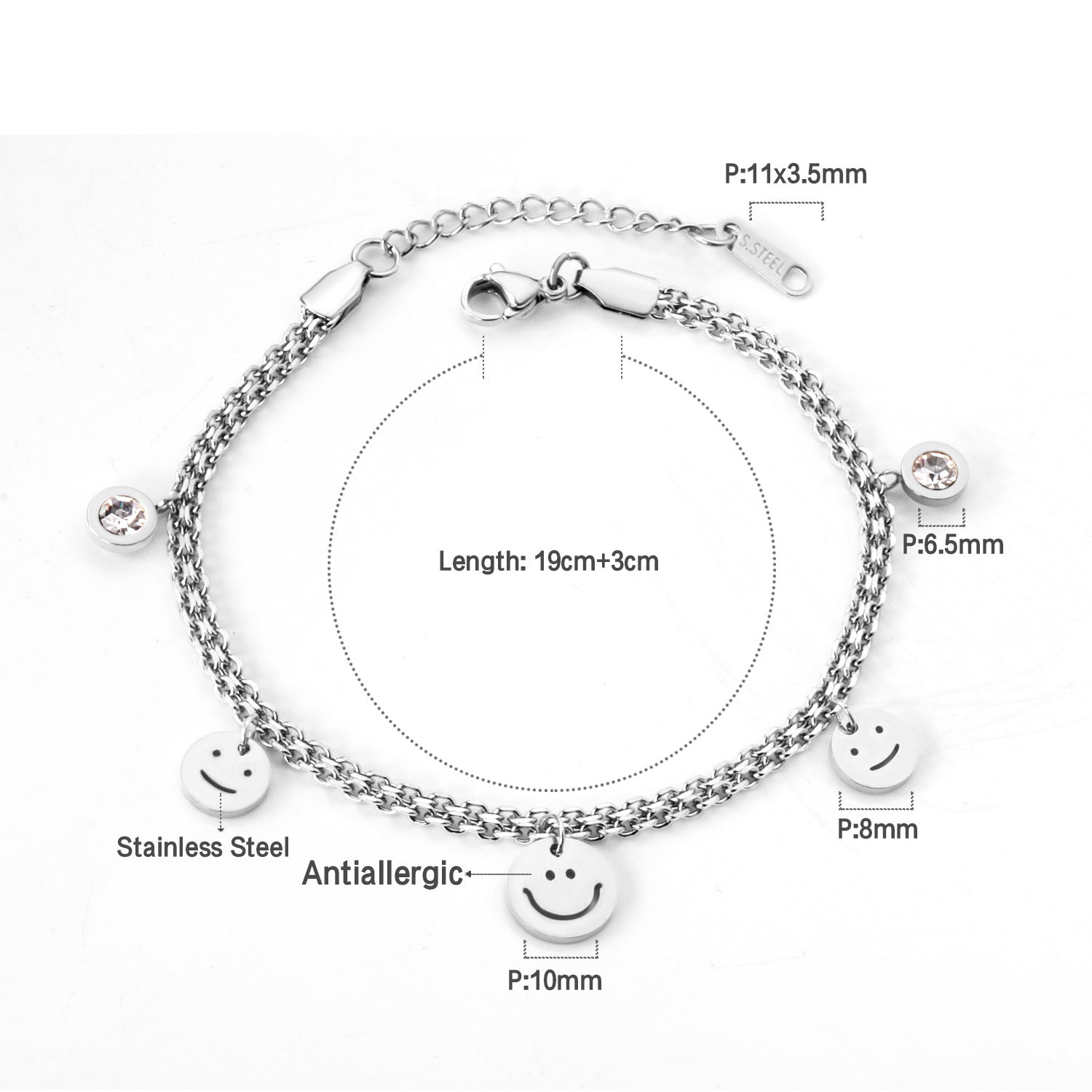 Damen elegant gestaltetes Armband mit funkelnden Kettenelementen Shop Nory