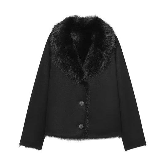 Damen Gekürzter Wollmix-Blouson mit voluminösem Kunstfellkragen Shop Nory