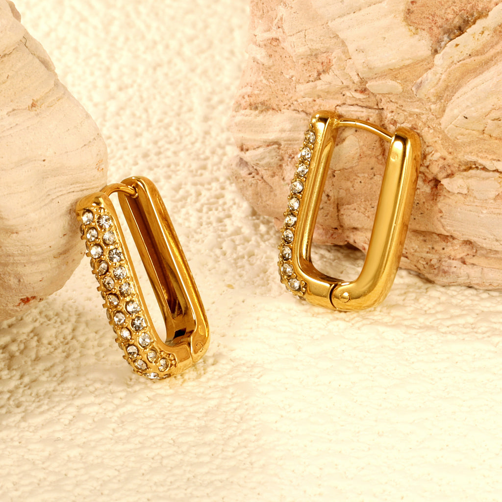 Damen Creolen mit farbigen Halbedelsteinen und elegantem Goldüberzug Shop Nory