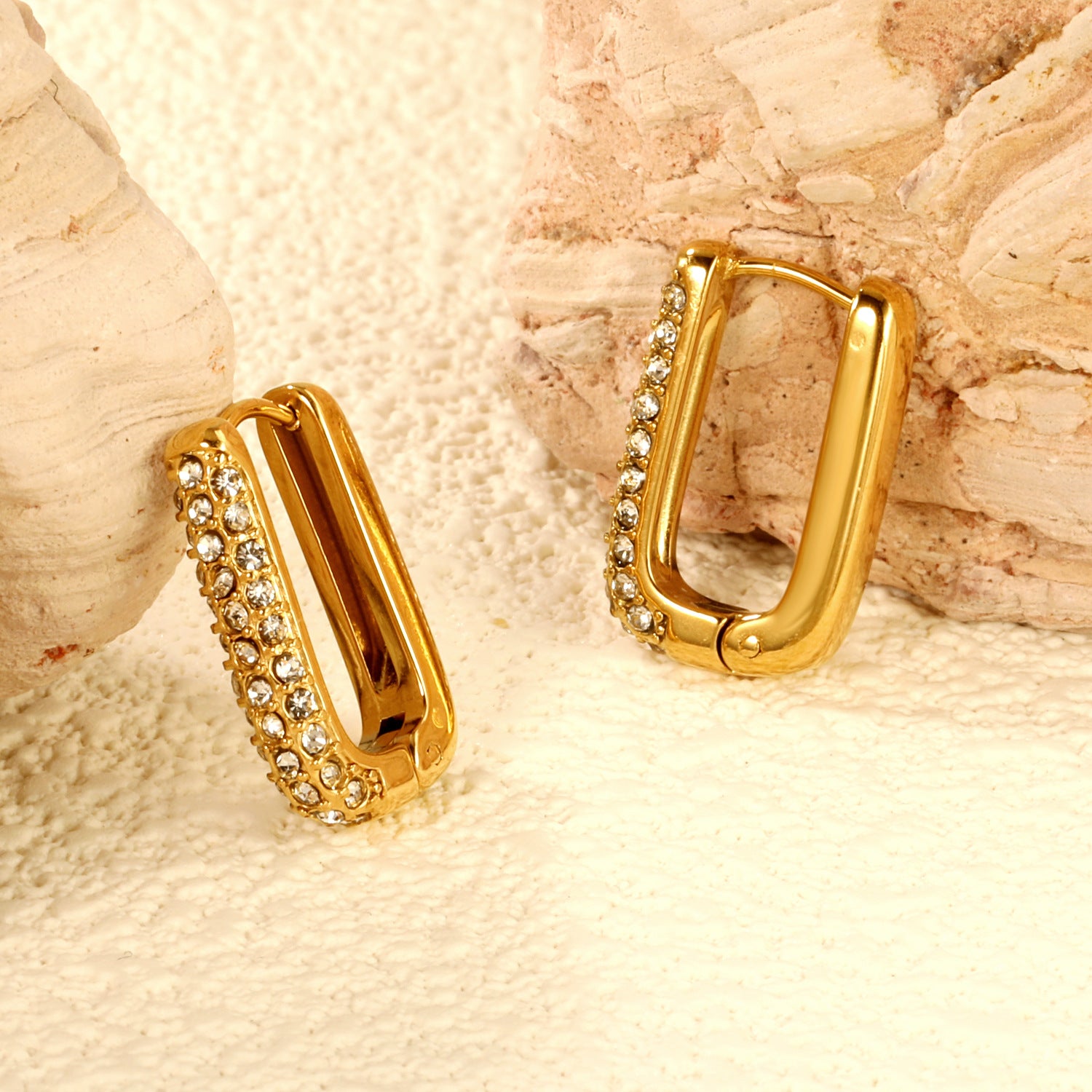 Damen Creolen mit farbigen Halbedelsteinen und elegantem Goldüberzug Shop Nory