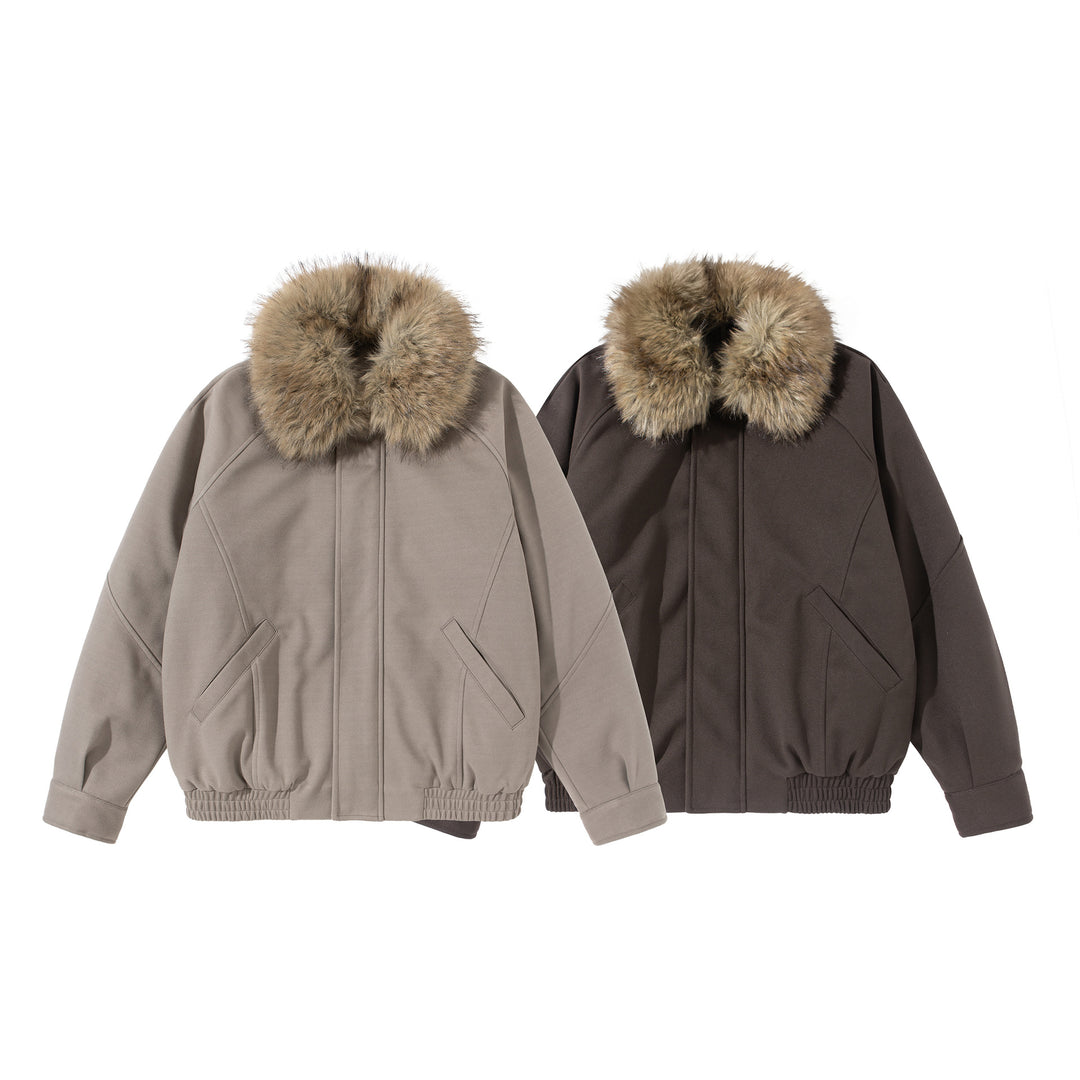 Damen Boxy Blouson mit voluminösem Kunstfellkragen und elastischem Saum Shop Nory