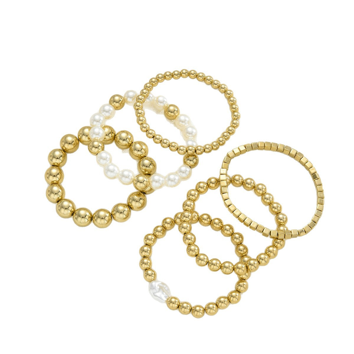 Damen Armreif-Kollektion mit eleganten Perlen und goldenen Akzenten Shop Nory
