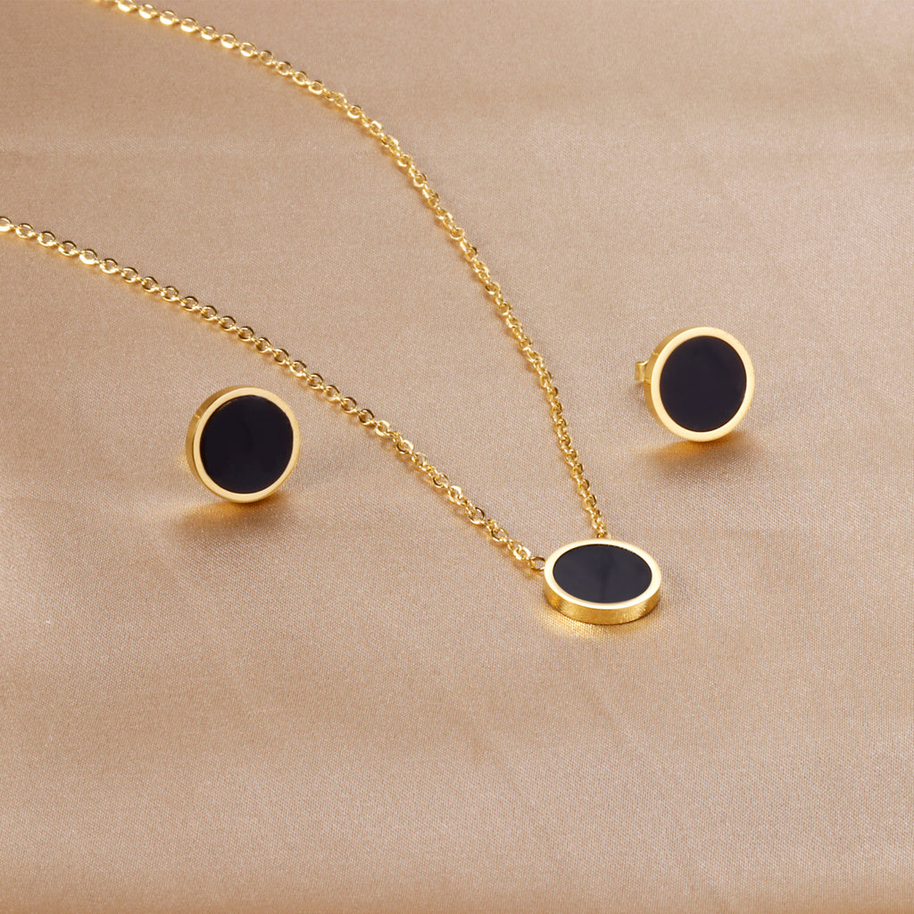 Damen Schmuckset mit goldplattiertem Edelstahl-Halskette und Ohrsteckern Shop Nory