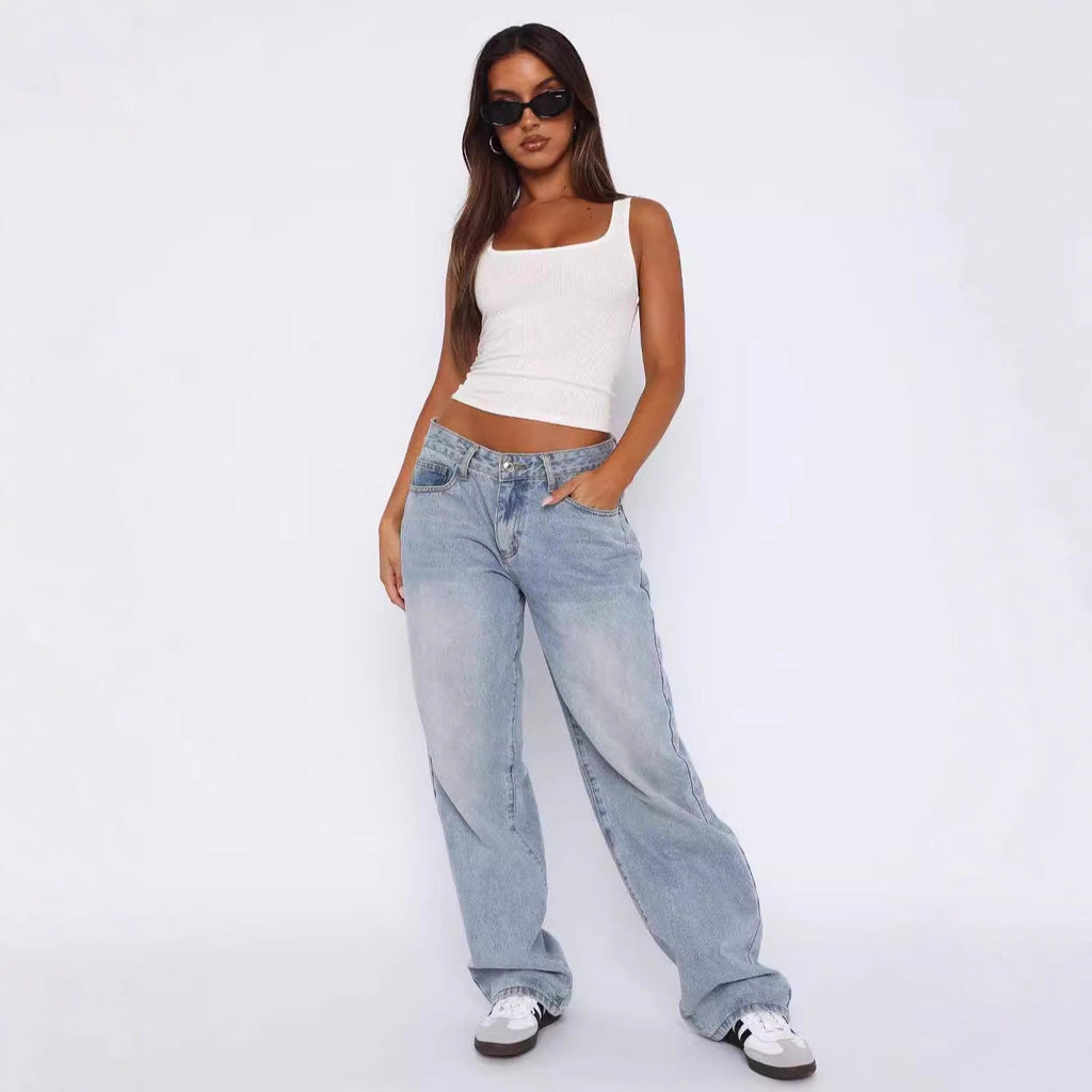 Damen Weite Jeans im lässigen High-Waist Schnitt