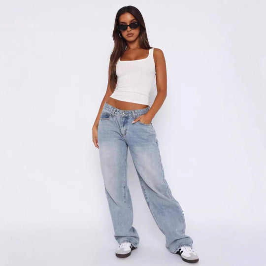 Damen Weite Jeans im lässigen High-Waist Schnitt