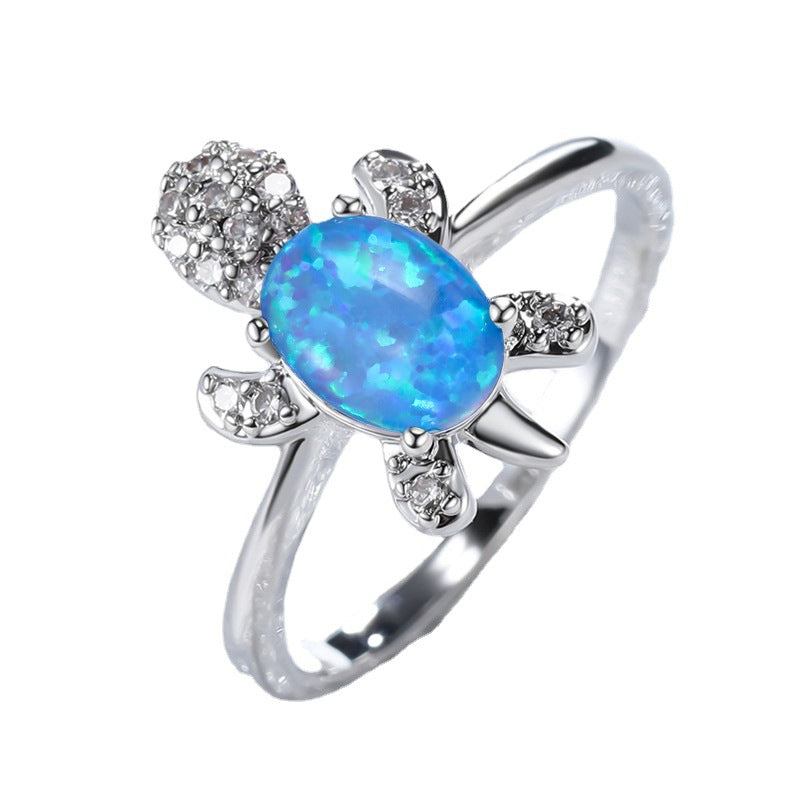 Damen Ring mit schimmerndem Schildkrötenmotiv und funkelnden Zirkoniasteinen Shop Nory