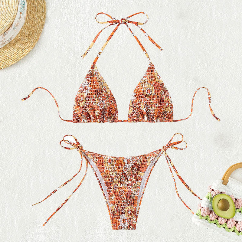 Damen Triangel-Bikini mit trendigem Rüschendesign