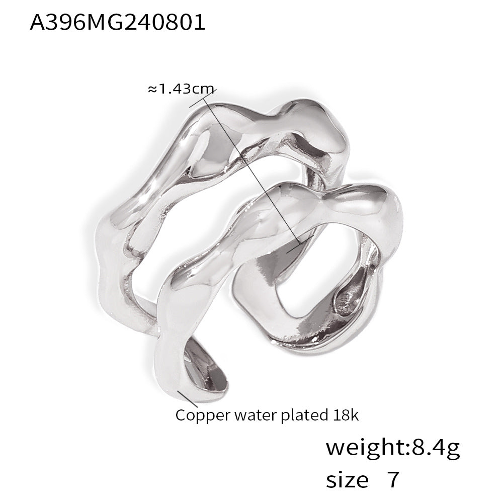 Damen Offener Ring mit modernem, geschwungenem Design aus hochwertigem Kupfer Shop Nory