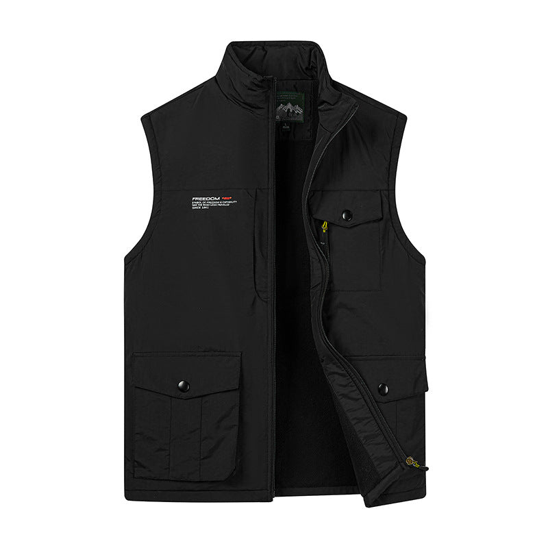 Herren Utility‑Weste mit Fleece‑Innenfutter, Multifunktionstaschen und Stehkragen Shop Nory