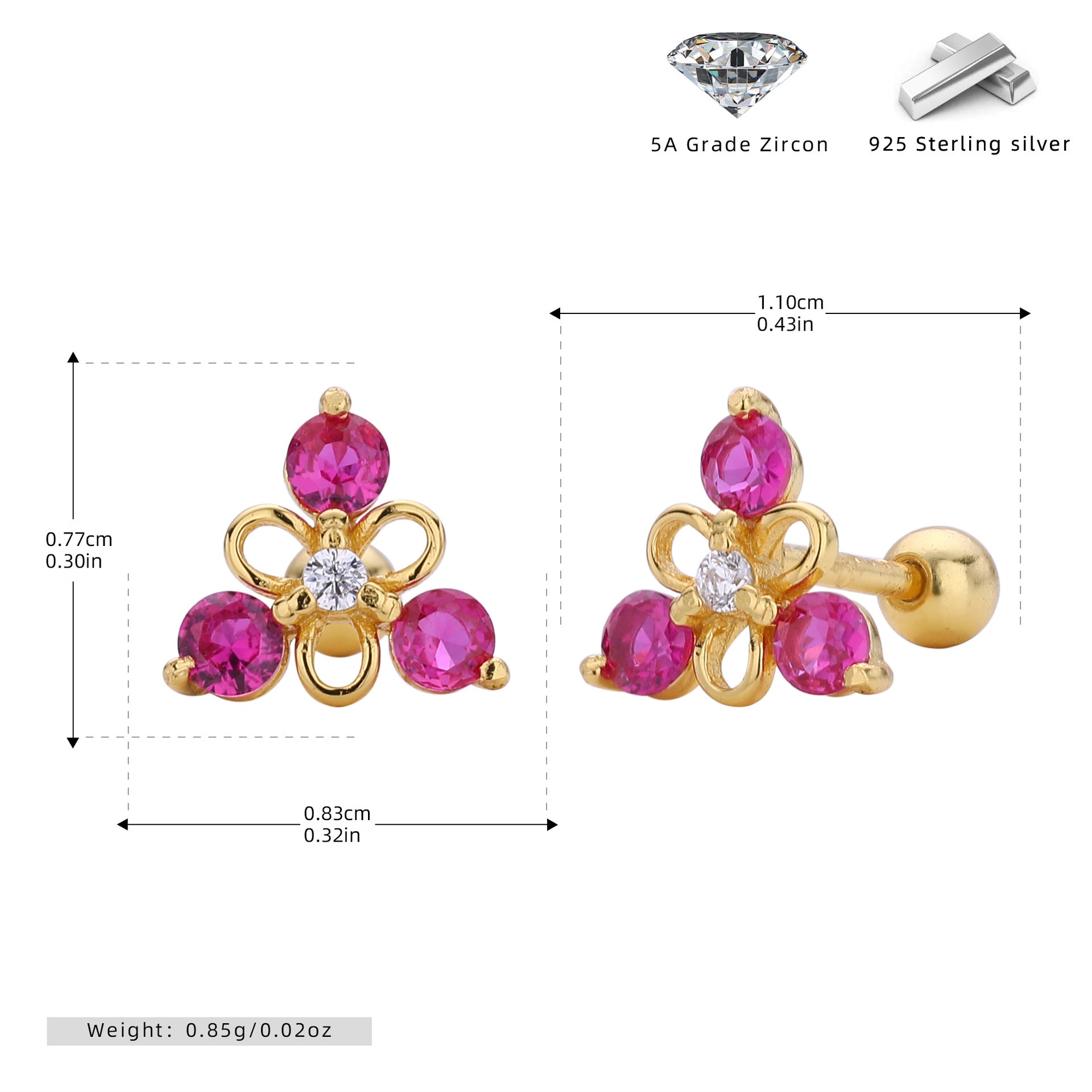 Damen Ohrstecker im blühenden Blumenmotif aus hochwertigem 925 Sterling Silber Shop Nory