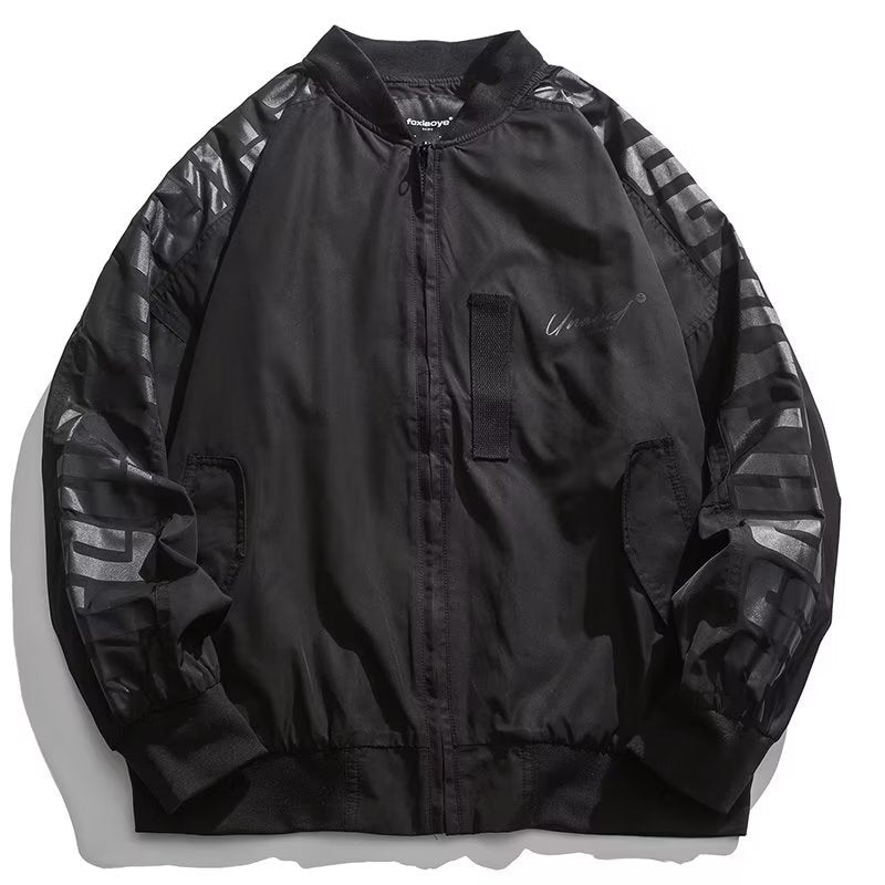 Unisex Leichte Oversize-Bomberjacke aus Nylon mit reflektierenden Ärmeln und Rippbündchen Shop Nory