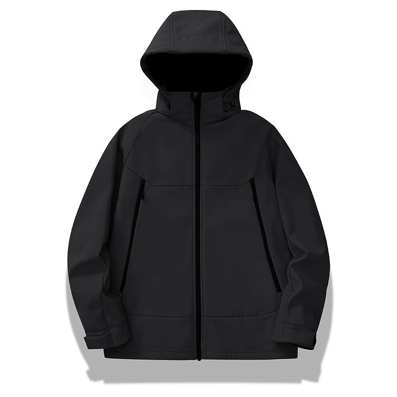 Herren technische Softshelljacke mit Kapuze, verschweißten Nähten und ergonomischem Raglanärmel Shop Nory