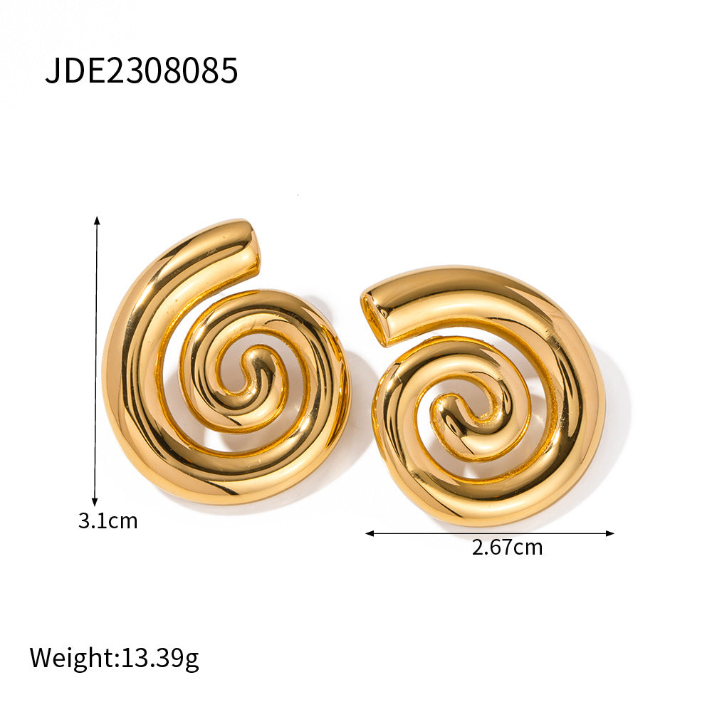 Damen Ohrhänger mit spiralisiertem Muster aus hypoallergenem Edelstahl Shop Nory