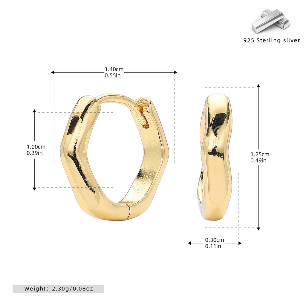 Damen Creolenohrringe mit modernem, geschwungenem Design aus hochwertigem 925 Sterling Silber Shop Nory