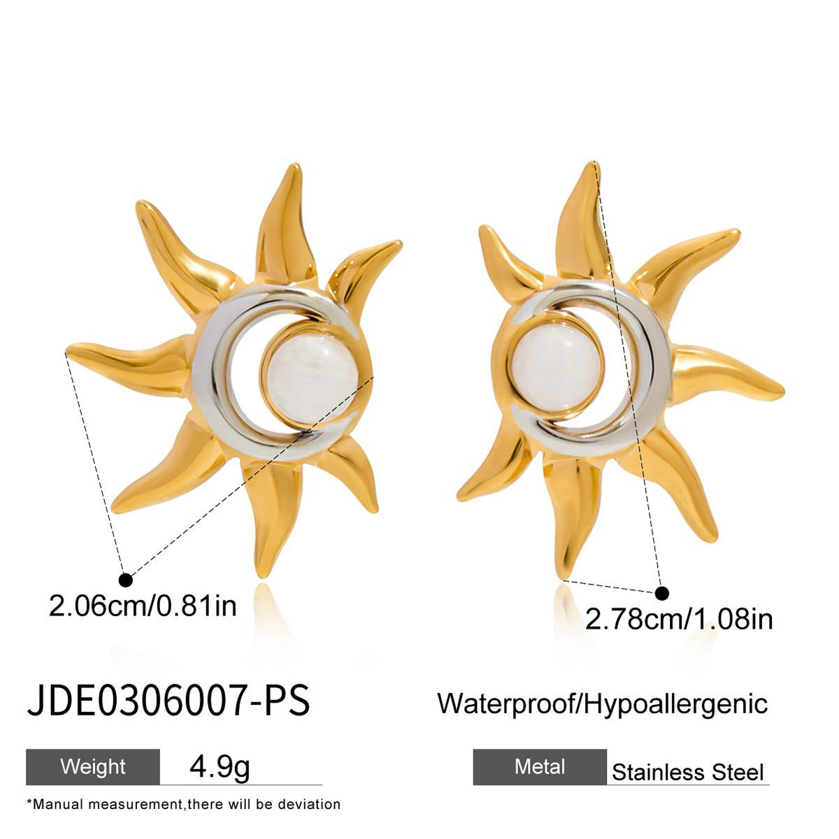 Damen Halskette mit einzigartigem Sonnen-Mond-Anhänger aus hypoallergenem Edelstahl Shop Nory