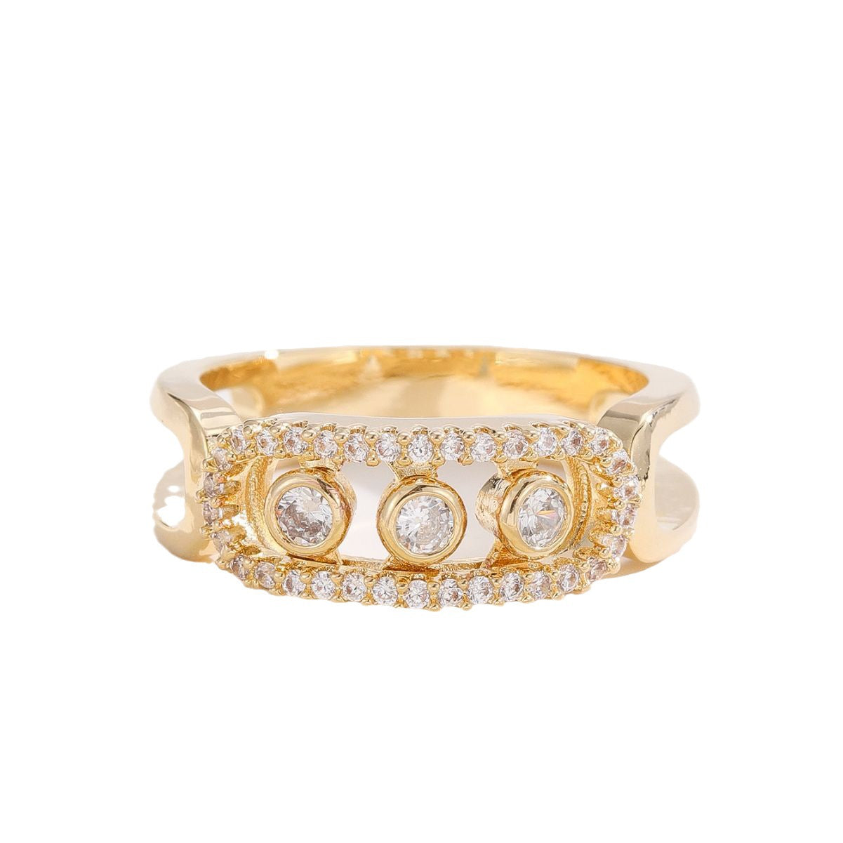 Damen goldener Zier-Ring mit funkelnden Steinen Shop Nory