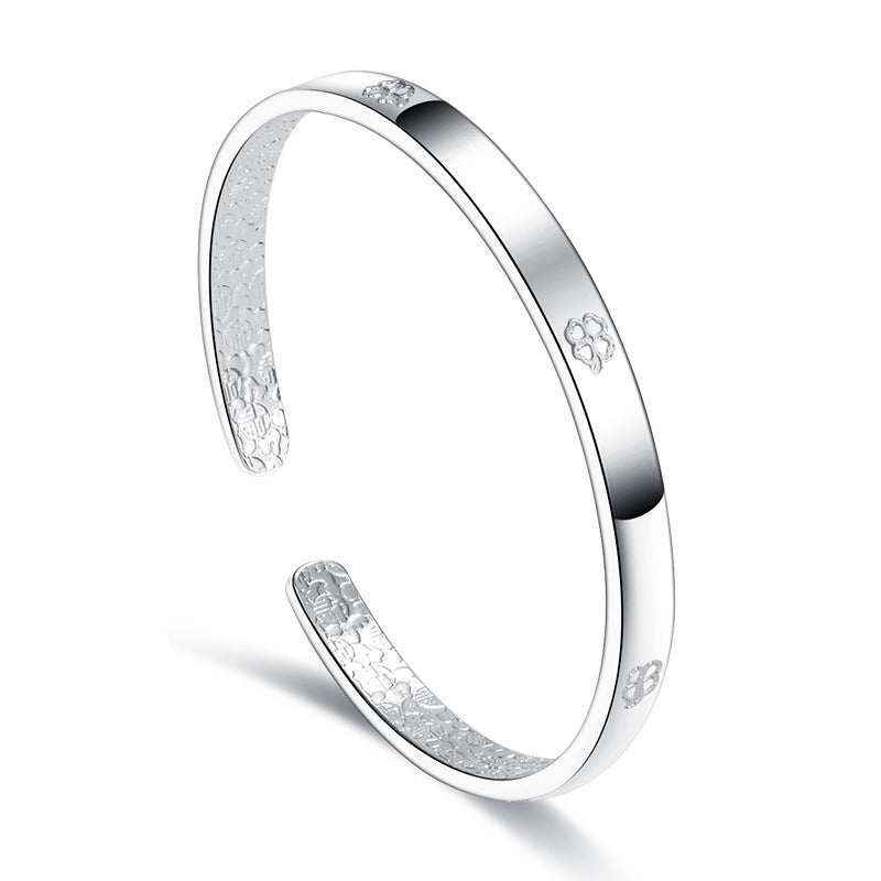 Damen Offener Armreif aus hochwertigem Edelstahl mit strukturiertem Design Shop Nory