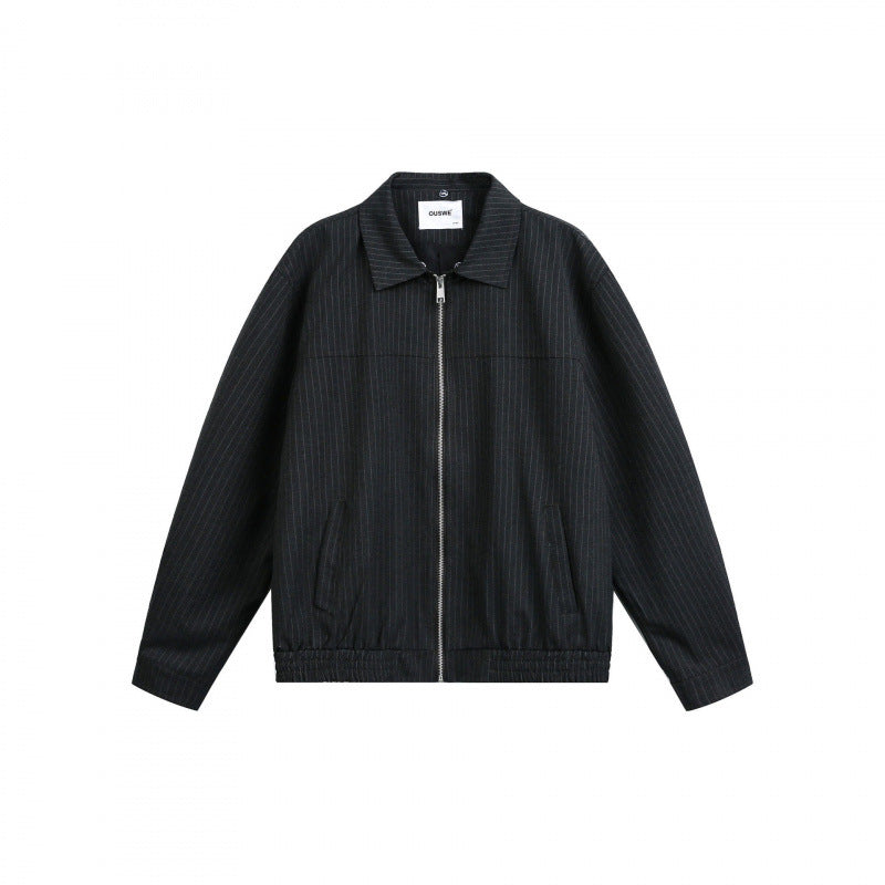 Herren Boxy-Übergangsjacke mit Nadelstreifen und kontrastierendem Hemdkragen Shop Nory